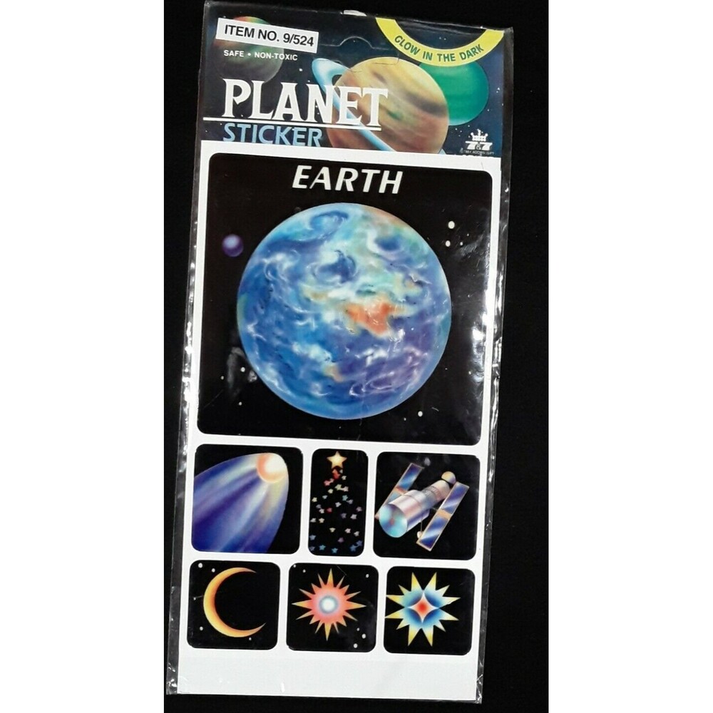 Vintage Stickers, Adorn Planet , 7&7, Glow in the Dark, NOS, 1994, Taiwan